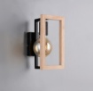 Immagine di Applique Squadrata Nera Con Cornice Legno Bano Trio Lighting