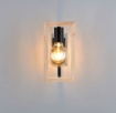 Immagine di Applique Squadrata Nera Con Cornice Legno Bano Trio Lighting