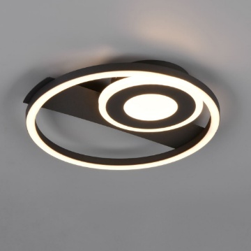 Immagine di Plafoniera Horus Nera Cerchi Led 22w 3000k Trio
