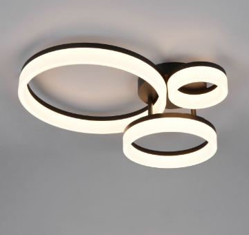 Immagine di Plafoniera Scope Led 3 Cerchi Neri 32w 3000k Trio Lighting