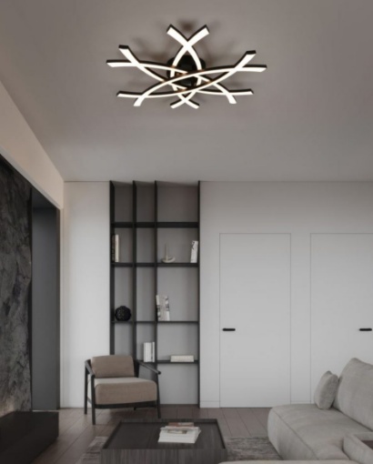 Immagine di Plafoniera Design Inteccio Nero Led 33w 3000k Pollock Trio Lighting