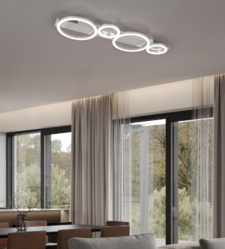 Immagine di Plafoniera Cromo Cerchi Luminosi Led 4000k Lumos Trio Lighting