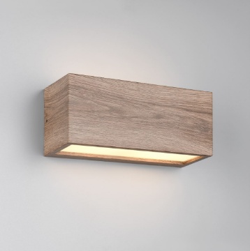 Immagine di Applique Esterna Biemissione Rettangolare Effetto Legno 2xE14 Mayenne Trio