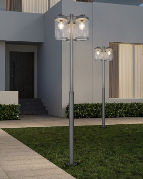 Immagine di Lampione Da Esterno Sambesi 240cm Antracite Con Crepuscolare Trio