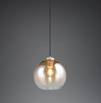 Immagine di Sospensione Moderna Sfera Vetro Ambra 25cm Liora Trio