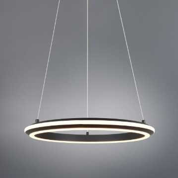 Immagine di Lampadario Led Anello Nero 45cm Per Tavolo 34w CCT Dimmerabile Amador Trio