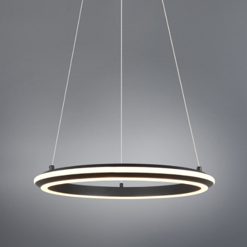 Immagine di Lampadario Led Anello Nero 45cm Per Tavolo 34w CCT Dimmerabile Amador Trio