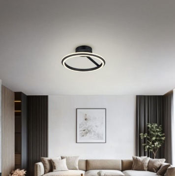 Immagine di Plafoniera Cerchio Nero Led 34w CCT 2700k-4000k Switch Dimmer Amador Trio