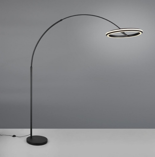 Immagine di Piantana Led Curva Arco Nero 21w CCT Dimmerabile Amador Trio