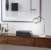 Immagine di Lampada Da Tavolo Cromo Con Sfera Vetro Iridescente Paxton Trio