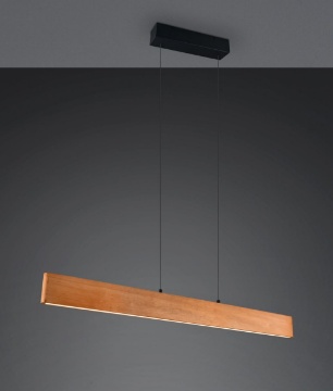 Immagine di Lampadario Lineare Legno 115cm Biemissione Led CCT Dimmerabile Edgewood Trio