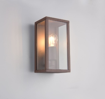Immagine di Applique Esterna Squadrata E27 Ruggine Con Vetro IP44 Garonne Trio Lighting
