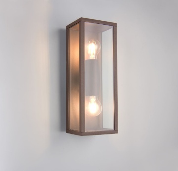 Immagine di Applique Esterni Rettangolare 2 Luci Ruggine Con Vetro IP44 Garonne Trio