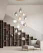 Immagine di Grande Lampadario A Cascata Vetri Multicolor Base Oro Thelma Ondaluce