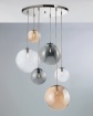 Immagine di Lampadario Cromo Globi Vetro Multicolor Gaia 6 luci