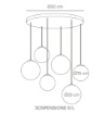 Immagine di Lampadario Cromo Globi Vetro Multicolor Gaia 6 luci