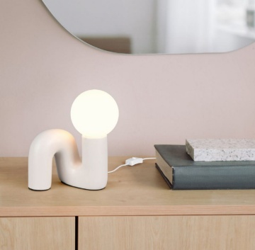Immagine di Lampada Da Tavolo Ceramica Grigio Sfera Vetro Quinn Trio