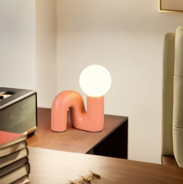 Immagine di Lumetto Ceramica Arancio Con Sfera Vetro Quinn Trio