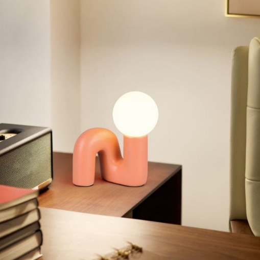Immagine di Lumetto Ceramica Arancio Con Sfera Vetro Quinn Trio