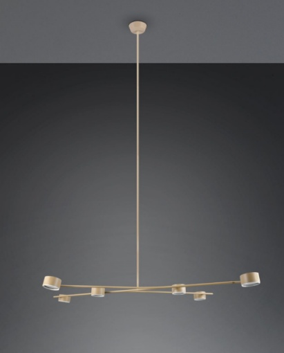 Immagine di Lampadario Moderno Da Tavolo Beige Con Faretti Ruotabili Coda Trio