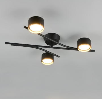 Immagine di Lampada Da Soffitto In Metallo Nero Oro 3 Faretti Orientabili Gx53 Coda Trio