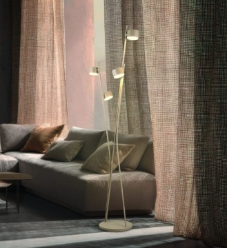Immagine di Piantana Moderna Beige Con Faretti Ruotabili Coda Trio