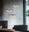 Immagine di Lampadario Salotto 3 Pendenti Nero Oro Led Dimmerabile CCT Keaton Trio