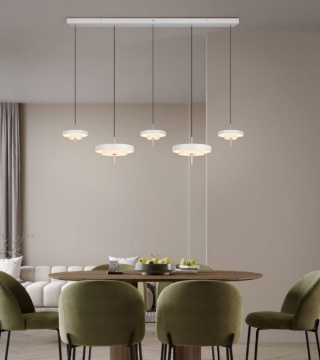 Immagine di Lampadario Per Tavolo Grigio 5 Luci Led 50w Dimmerabile CCT Keaton Trio