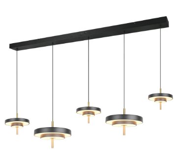 Immagine di Lampadario Lineare Nero Oro Per Sala Da Pranzo Led 50w Dimmerabile Keaton Trio