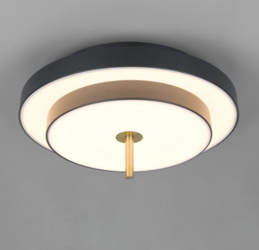 Immagine di Plafoniera Rotonda Nero Oro Led CCT Dimmerabile Keaton Trio