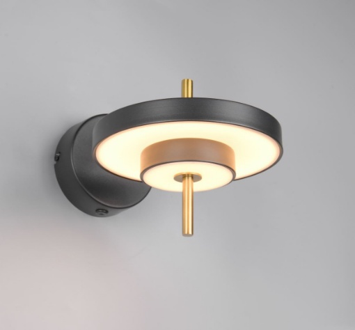 Immagine di Applique Camera Da Letto Nero Oro Led Dimmer 10w CCT Keaton Trio