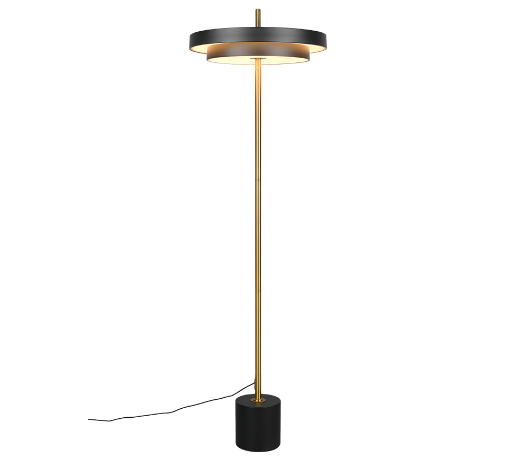 Immagine di Piantana Keaton Nero Oro Led 21w Luce Regolabile Per Soggiorno Trio