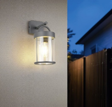 Immagine di Applique Esterna Almeria Grigio Antracite Con Vetro IP44 Trio