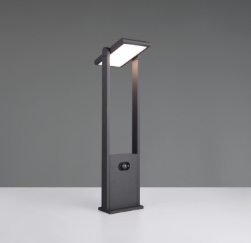 Immagine di Paletto Led Solare Esterno Antracite 60cm Orientabile Sensore Movimento Crepuscolare Malawi Trio