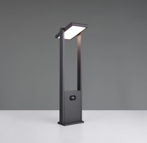 Immagine di Paletto Led Solare Esterno Antracite 60cm Orientabile Sensore Movimento Crepuscolare Malawi Trio