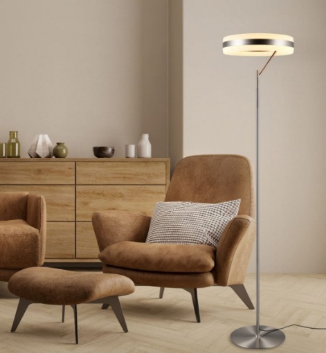 Immagine di Piantana Moderna Dios Nichel Disco Led Luce Regolabile Trio