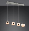 Immagine di Lampadario Led Nichel Con Pendenti Da Tavolo Luce Regolabile Dios Trio
