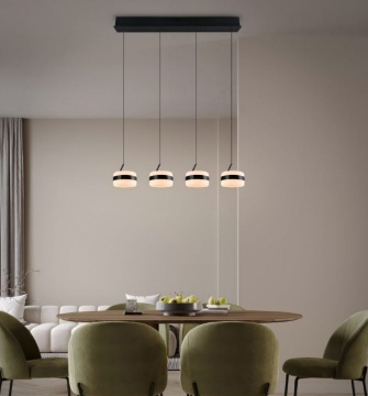 Immagine di Lampadario Binario Nero Con Pendenti Led CCT Dimmerabile Dios Trio