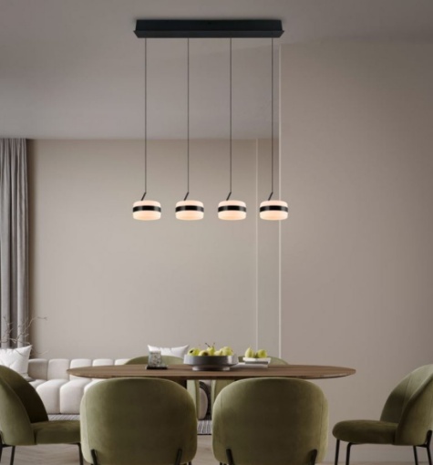 Immagine di Lampadario Binario Nero Con Pendenti Led CCT Dimmerabile Dios Trio