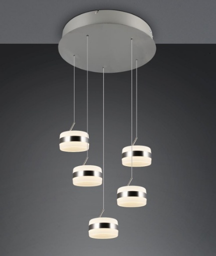 Immagine di Lampadario Rotondo Dios Nichel Led Dimmerabile Trio