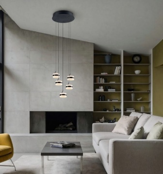 Immagine di Lampadario Rotondo Salotto Dios Nero Led Dimmerabile Trio