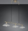Immagine di Lampadario Ottone Per Tavolo 3 Luci Vetri Trasparenti Eluna Trio