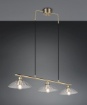 Immagine di Lampadario Ottone Per Tavolo 3 Luci Vetri Trasparenti Eluna Trio
