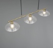 Immagine di Lampadario Ottone Per Tavolo 3 Luci Vetri Trasparenti Eluna Trio