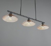 Immagine di Lampadario Lineare Per Tavolo Nero Con Vetri Ambra Eluna Trio