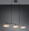 Immagine di Lampadario Lineare Per Tavolo Nero Con Vetri Ambra Eluna Trio