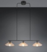 Immagine di Lampadario Lineare Per Tavolo Nero Con Vetri Ambra Eluna Trio