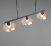 Immagine di Lampadario Lineare Per Tavolo Nero Con Vetri Ambra Eluna Trio