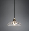 Immagine di Sospensione Vintage Ottone Piatto Vetro Trasparente Eluna Trio