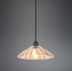 Immagine di Sospensione Industrial Chic Nera Con Piatto Vetro Ambra Eluna Trio
